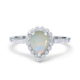 14K Gold 1.42ct Teardrop Pear Halo 8mmx6mm G SI Diamond Engagement Wedding Ring