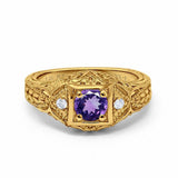 14K Gold 0.15ct Round Antique Style 5mm G SI Diamond Engagement Wedding Ring