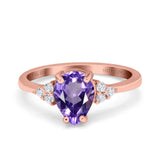 14K Gold 1.33ct Teardrop Pear 8mmx6mm G SI Diamond Engagement Wedding Ring