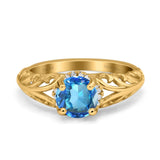 14K Gold 1.11ct Round Art Deco Filigree 6.5mm G SI Diamond Engagement Wedding Ring