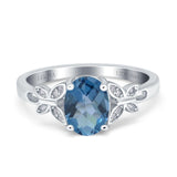 14K Gold 1.27ct Oval 8mmx6mm Butterfly Accent G SI Diamond Engagement Wedding Ring