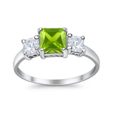 3 Stone Fashion Ring Princess Cut Simulated Cubic Zirconia 925 Sterling Silver