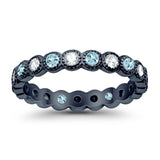 3.5mm Bezel Set Full Eternity Band Ring Alternating Round Simulated CZ 925 Sterling Silver