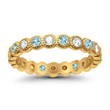 3.5mm Bezel Set Full Eternity Band Ring Alternating Round Simulated CZ 925 Sterling Silver