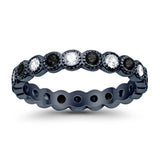 3.5mm Bezel Set Full Eternity Band Ring Alternating Round Simulated CZ 925 Sterling Silver