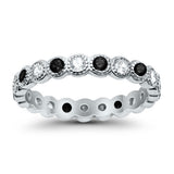 3.5mm Bezel Set Full Eternity Band Ring Alternating Round Simulated CZ 925 Sterling Silver
