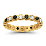 3.5mm Bezel Set Full Eternity Band Ring Alternating Round Simulated CZ 925 Sterling Silver