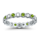 3.5mm Bezel Set Full Eternity Band Ring Alternating Round Simulated CZ 925 Sterling Silver