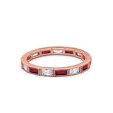 Art Deco Baguette Full Eternity Wedding Band Ring Simulated CZ 925 Sterling Silver