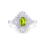 Vintage Oval Wedding Bridal Ring Round Simulated Cubic Zirconia 925 Sterling Silver