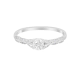 Petite Dainty Art Deco Wedding Engagement Ring Round CZ 925 Sterling Silver