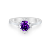 Halo Floral Art Deco Wedding Engagement Ring Round CZ 925 Sterling Silver