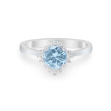 Halo Floral Art Deco Wedding Engagement Ring Round CZ 925 Sterling Silver
