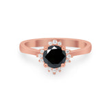 Halo Floral Art Deco Wedding Engagement Ring Round CZ 925 Sterling Silver