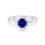 Halo Floral Art Deco Wedding Engagement Ring Round CZ 925 Sterling Silver