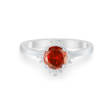Halo Floral Art Deco Wedding Engagement Ring Round CZ 925 Sterling Silver