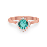 Halo Floral Art Deco Wedding Engagement Ring Round CZ 925 Sterling Silver