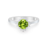 Halo Floral Art Deco Wedding Engagement Ring Round CZ 925 Sterling Silver