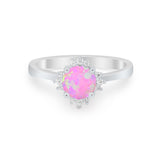 Halo Floral Art Deco Wedding Engagement Ring Round CZ 925 Sterling Silver