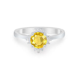 Halo Floral Art Deco Wedding Engagement Ring Round CZ 925 Sterling Silver