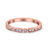 Half Eternity Ring Wedding Engagement Band Round Pave Simulated CZ 925 Sterling Silver (2.5mm)