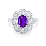Art Deco Wedding Ring Halo Round Simulated Cubic Zirconia 925 Sterling Silver