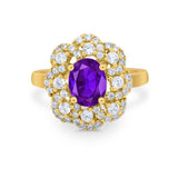 Art Deco Wedding Ring Halo Round Simulated Cubic Zirconia 925 Sterling Silver