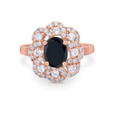 Art Deco Wedding Ring Halo Round Simulated Cubic Zirconia 925 Sterling Silver