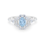 Oval Wedding Ring Vintage Round Simulated Cubic Zirconia 925 Sterling Silver