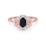 Oval Wedding Ring Vintage Round Simulated Cubic Zirconia 925 Sterling Silver