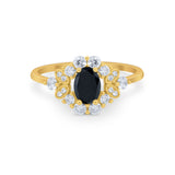 Oval Wedding Ring Vintage Round Simulated Cubic Zirconia 925 Sterling Silver