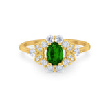 Oval Wedding Ring Vintage Round Simulated Cubic Zirconia 925 Sterling Silver