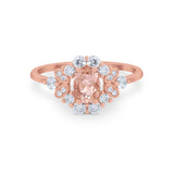 Oval Wedding Ring Vintage Round Simulated Cubic Zirconia 925 Sterling Silver