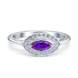 Floral Marquise Engagement Ring Simualted Cubic Zirconia 925 Sterling Silver
