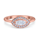Floral Marquise Engagement Ring Simualted Cubic Zirconia 925 Sterling Silver