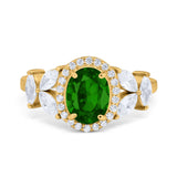 Oval Art Deco Engagement Ring Simulated Cubic Zirconia 925 Sterling Silver
