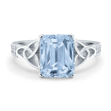 Emerald Cut Celtic Engagement Ring Simulated Cubic Zirconia 925 Sterling Silver