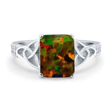 Emerald Cut Celtic Engagement Ring Simulated Cubic Zirconia 925 Sterling Silver