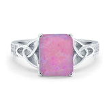 Emerald Cut Celtic Engagement Ring Simulated Cubic Zirconia 925 Sterling Silver