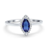 Halo Marquise Engagement Ring Simulated Cubic Zirconia 925 Sterling Silver