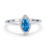 Halo Marquise Engagement Ring Simulated Cubic Zirconia 925 Sterling Silver