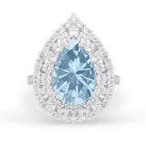 Teardrop Cocktail Ring Pear Round Cubic Zirconia 925 Sterling Silver