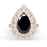 Teardrop Cocktail Ring Pear Round Cubic Zirconia 925 Sterling Silver