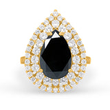 Teardrop Cocktail Ring Pear Round Cubic Zirconia 925 Sterling Silver