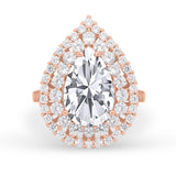 Teardrop Cocktail Ring Pear Round Cubic Zirconia 925 Sterling Silver