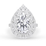 Teardrop Cocktail Ring Pear Round Cubic Zirconia 925 Sterling Silver
