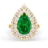 Teardrop Cocktail Ring Pear Round Cubic Zirconia 925 Sterling Silver