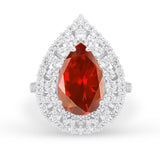 Teardrop Cocktail Ring Pear Round Cubic Zirconia 925 Sterling Silver