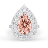 Teardrop Cocktail Ring Pear Round Cubic Zirconia 925 Sterling Silver
