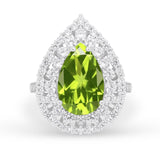 Teardrop Cocktail Ring Pear Round Cubic Zirconia 925 Sterling Silver